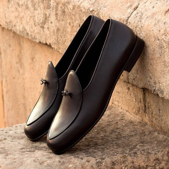 Marcello Italian Full Grain Leather in Black for wholesale by DapperFam