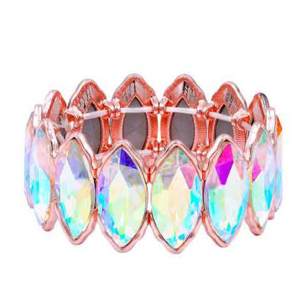 Fashion City - Vente Bracelet de perles - Bracelet élastique en forme de pierre de verre à maillons1