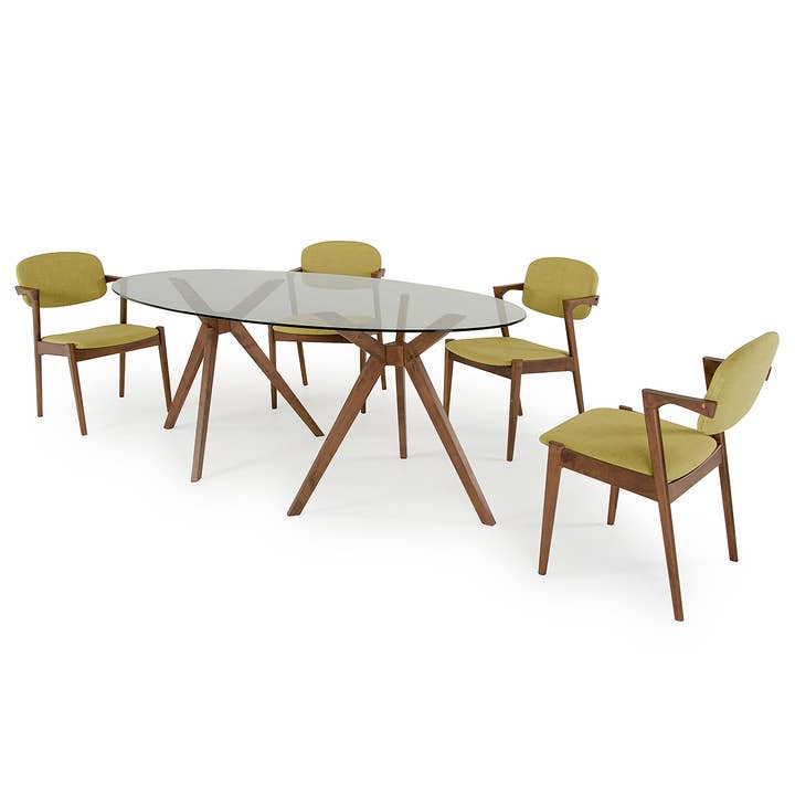 30" ovaler Esstisch mit Holz und Glas für den Großhandel von Greenwestons