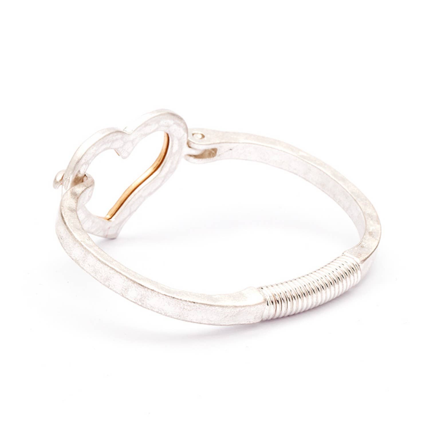  Tone Open Heart Hook Bangle for wholesale on Faire2