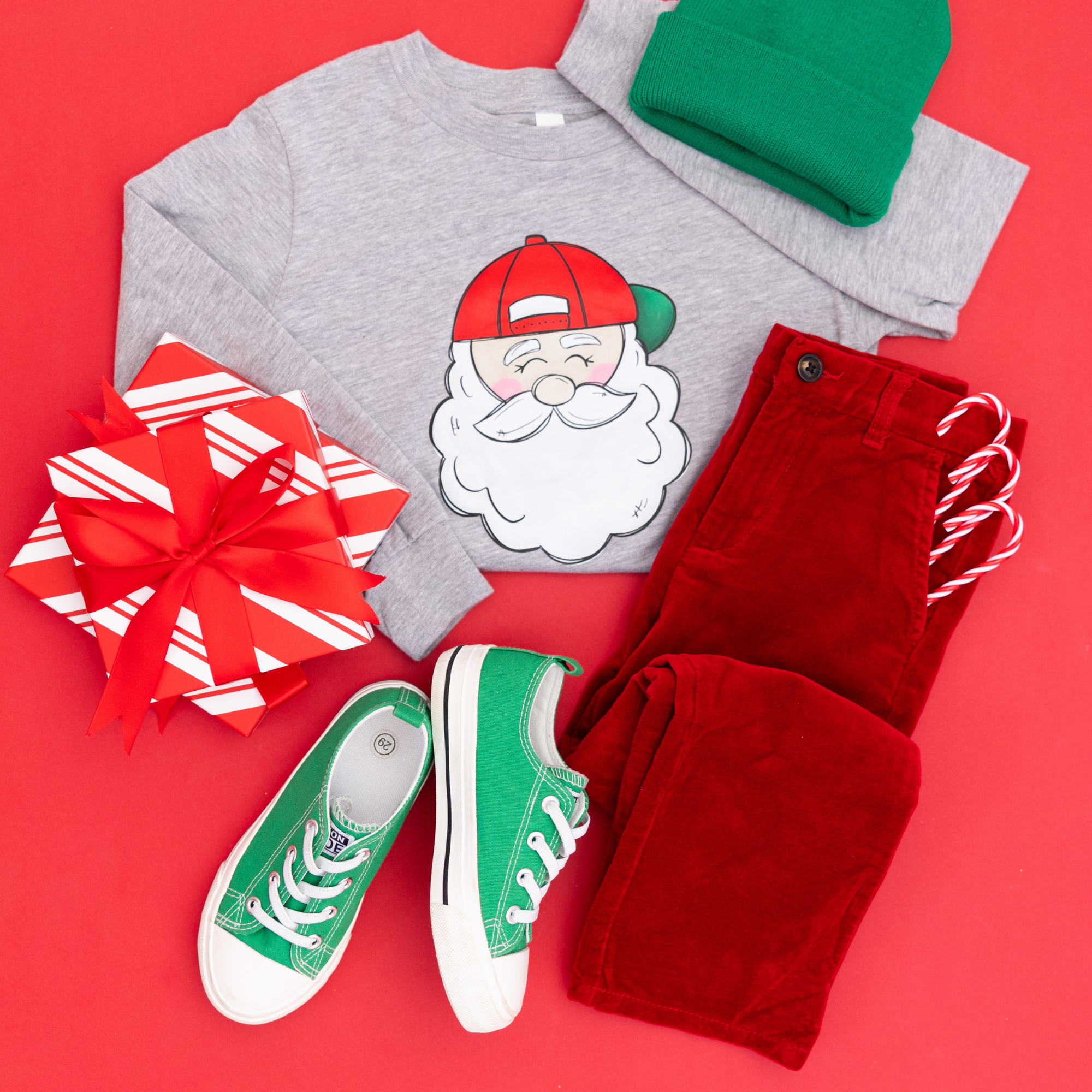 Benny & Ray Apparel - Vente T-shirt sérigraphié – enfant - Chemise de Noël à manches longues du Père Noël  1