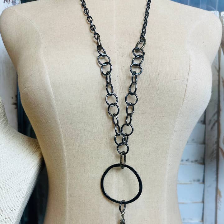 Scooples Jewelry – wholesale Link & chain necklace – Gorgeous Gunmetal Crystal0