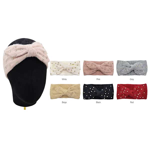 Winter Headband w/ Stones – 12pk Assorted Colors for wholesale by Majestic Wholesale