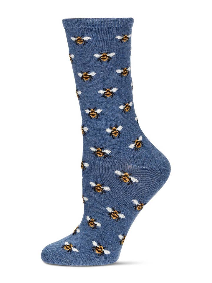 Med Denim Heather Women's Bee Cashmere Crew Socks for wholesale on Faire