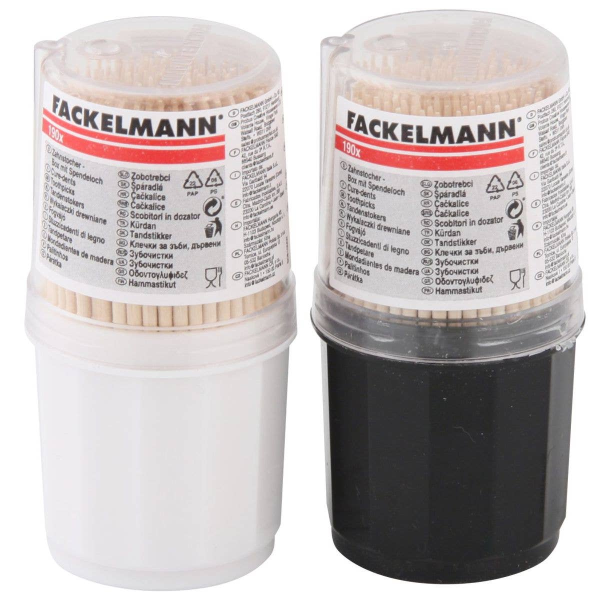 Zenker - Vendita all'ingrosso Stuzzicadenti - Confezione da 190 stuzzicadenti in legno in una scatola rotonda con coperchio Fackelmann Wood Edition3