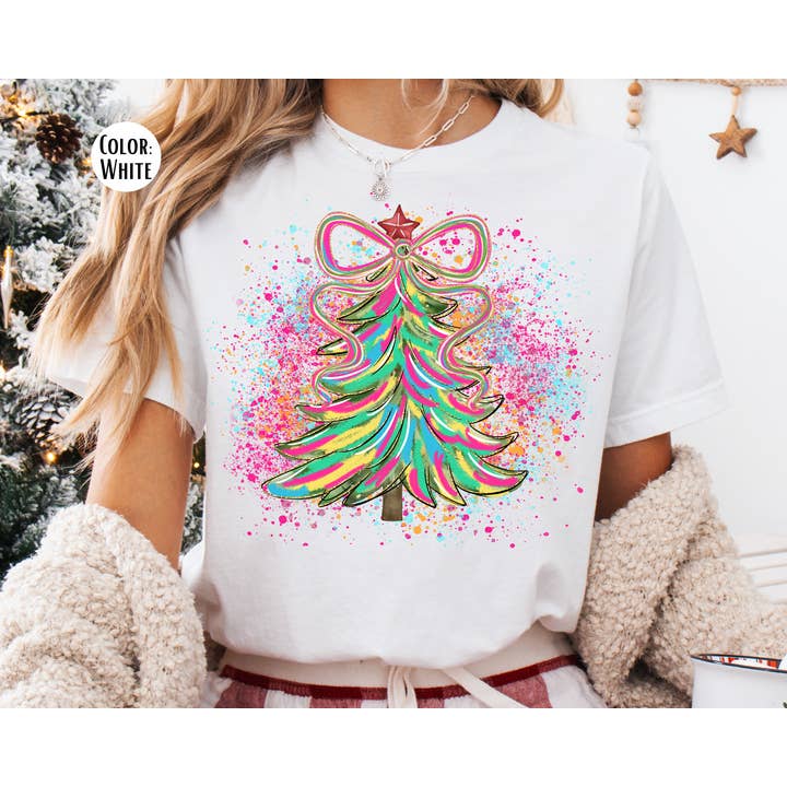 The Shirt Company – wholesale Shirt – Women’s – Comfort Colors® Girly Christmas Tree Shirt - Christmas Tee1