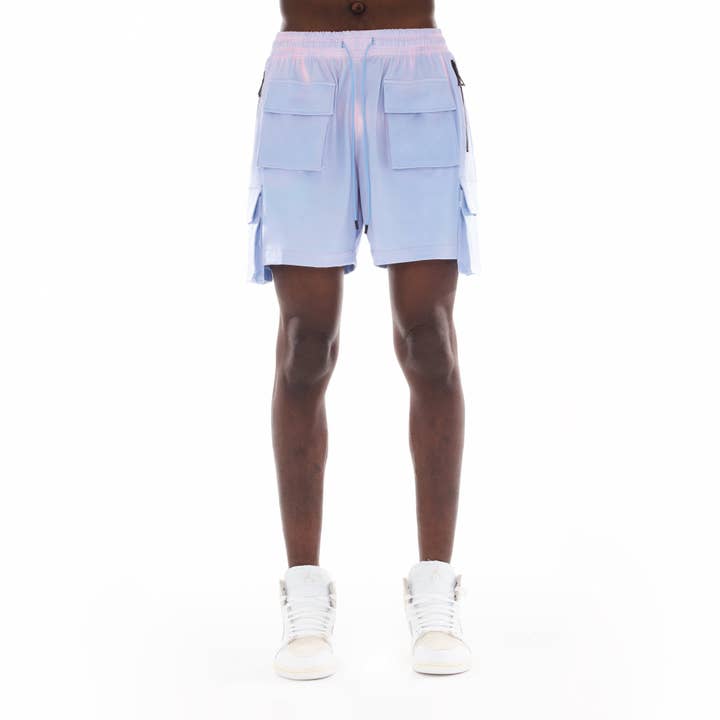HEAT SENSITIVE NYLON SHORTS IN SKY for wholesale by Cult of Individuality