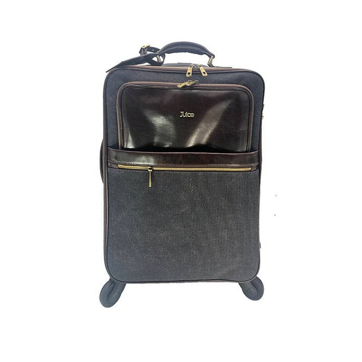 Suie Valentini srl - Wholesale Luggage - Genuine leather and canvas trolley art. 112239