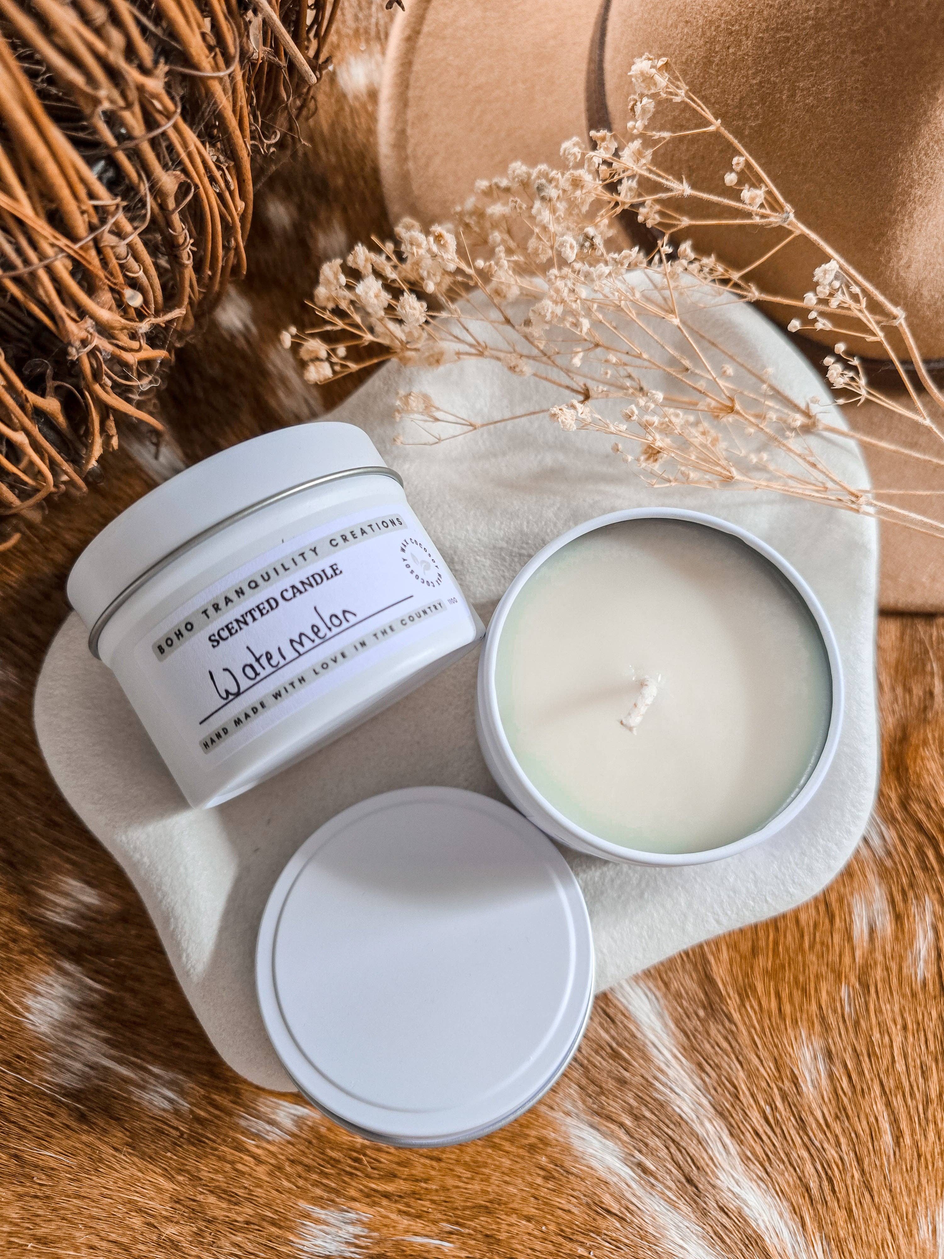 Boho Tranquility Co - Wholesale Travel candles - MINI 4oz MATTE WHITE CANDLE TIN1