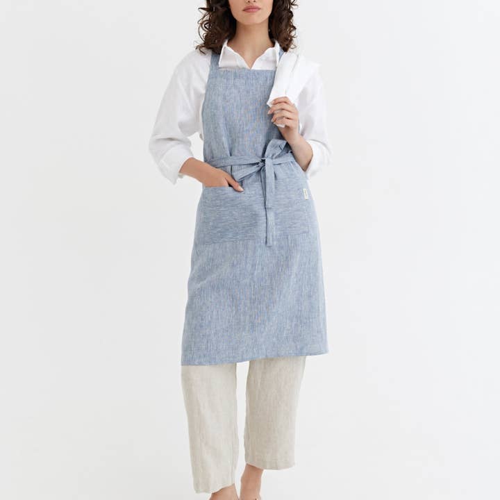 MagicLinen (We handle U.S. import procedures for you) - Wholesale Apron - Linen bib apron with pockets in various colors one size18