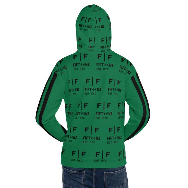 Green Fifteenz Monogram Unisex Hoodie for wholesale by Fifteenz Clothing