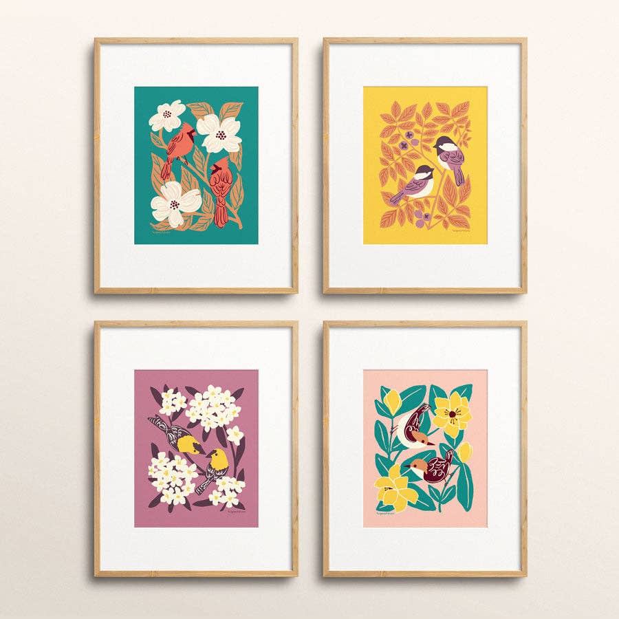 Nuthatch Studio - Wholesale Art Print - Cardinals & Dogwood Giclée Art Print: Bird Botanical Decor3