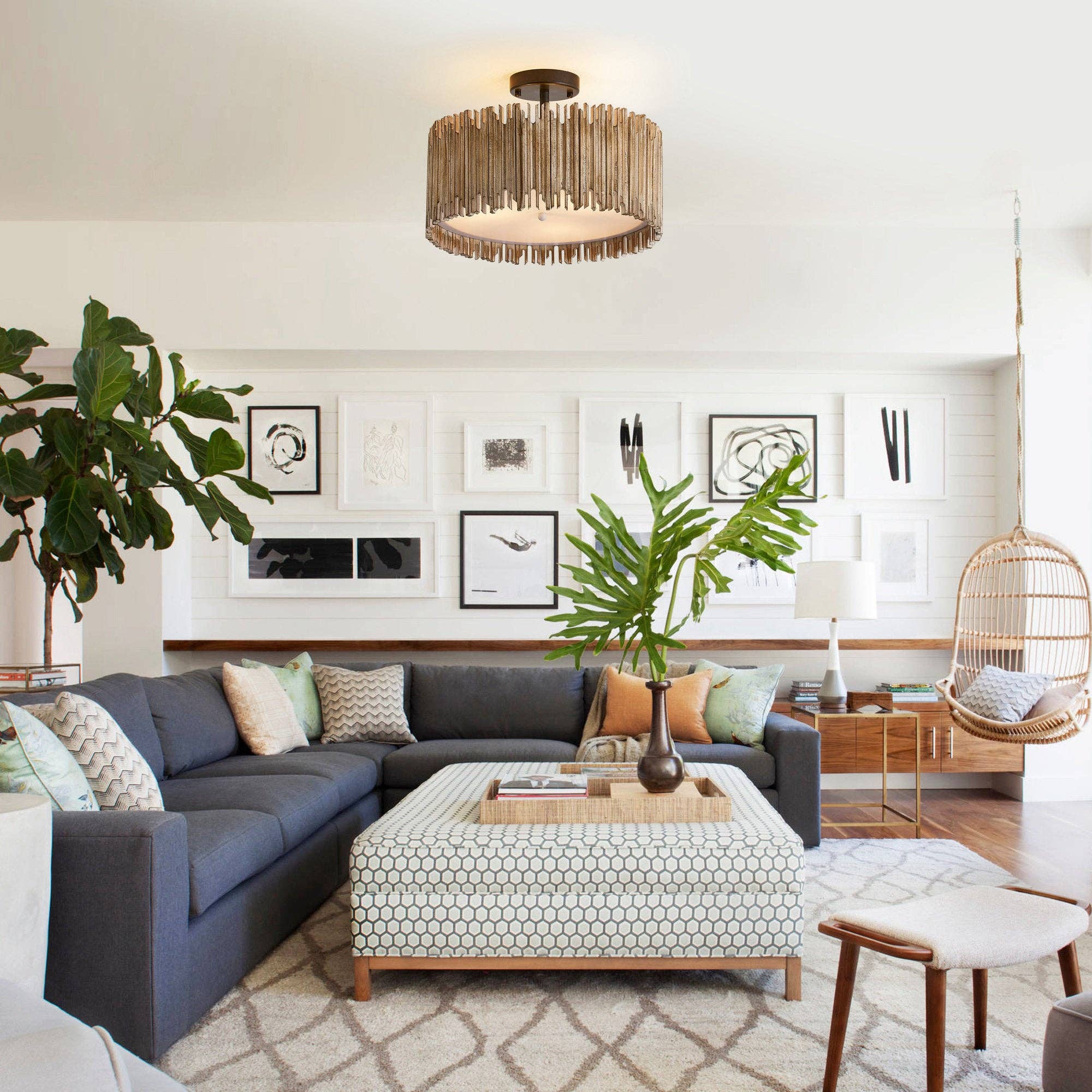 Brio Lighting - Wholesale Chandelier/Hanging Light - Farmhouse Light Lusteria 16" 3-Light LED Semi-Flush Mount1