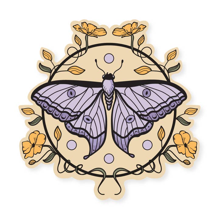 Floral Moth - Vinyl Sticker for engroshandel hos Graphic Heart