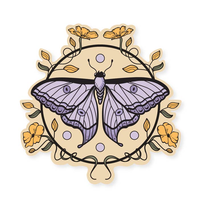 Floral Moth - Vinyl Sticker for wholesale by Graphic Heart