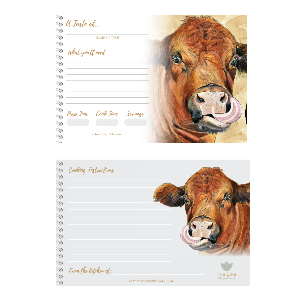 Forever Caroline LLC – wholesale Recipe card – Recipe Cards Gift Set w/ Cow Art | 8 Cards | Western Decor1