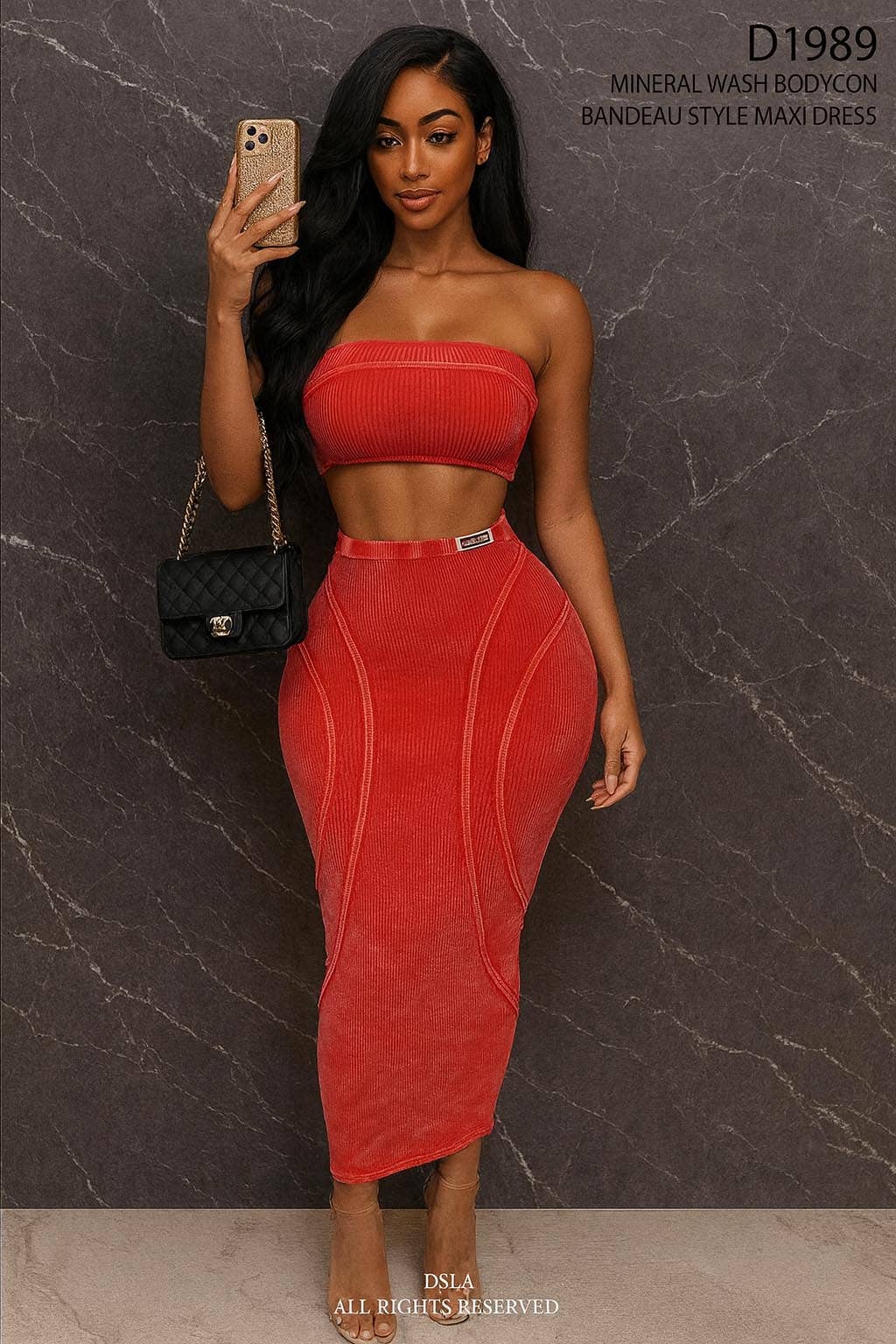 Dalia Studio - Wholesale Dress - Women's - MINERAL WASH BODYCON BANDEAU MAXI DRESS7