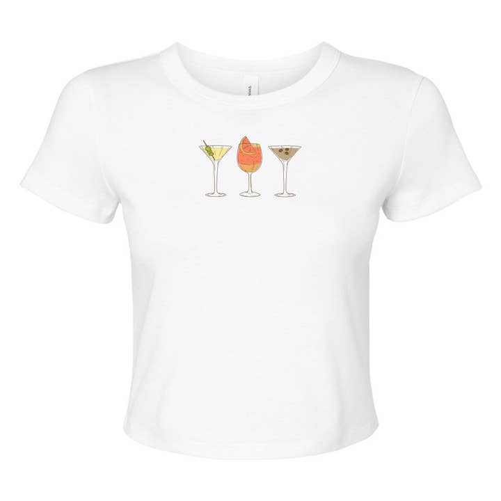femfetti - Wholesale Screen Printed T-Shirt - Women's - Favorite Cocktails Micro Rib Baby Tee