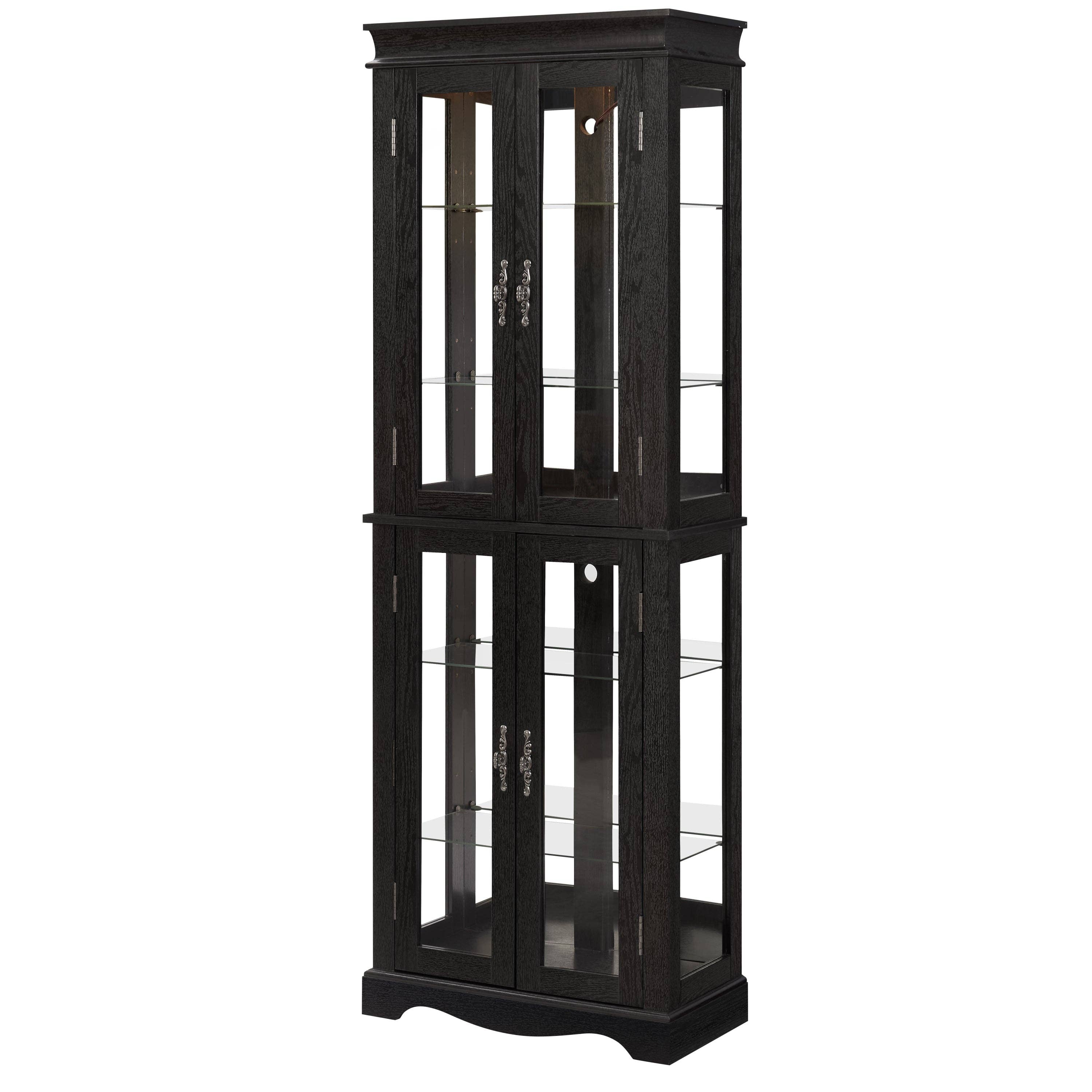 39F Inc. - Wholesale Cabinet - Lighted 6-Tier Glass Curio Display Cabinet with Wood Frame11
