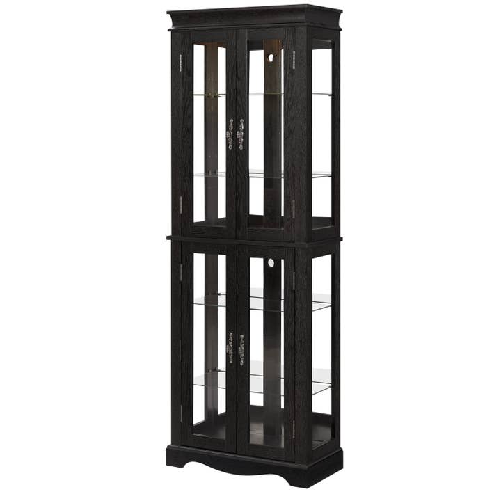 39F Inc. - Wholesale Cabinet - Lighted 6-Tier Glass Curio Display Cabinet with Wood Frame11