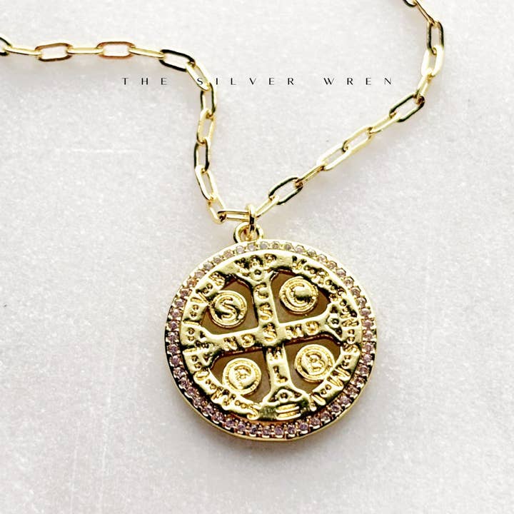 Etta Gold Medallion Necklace for wholesale by The Silver Wren