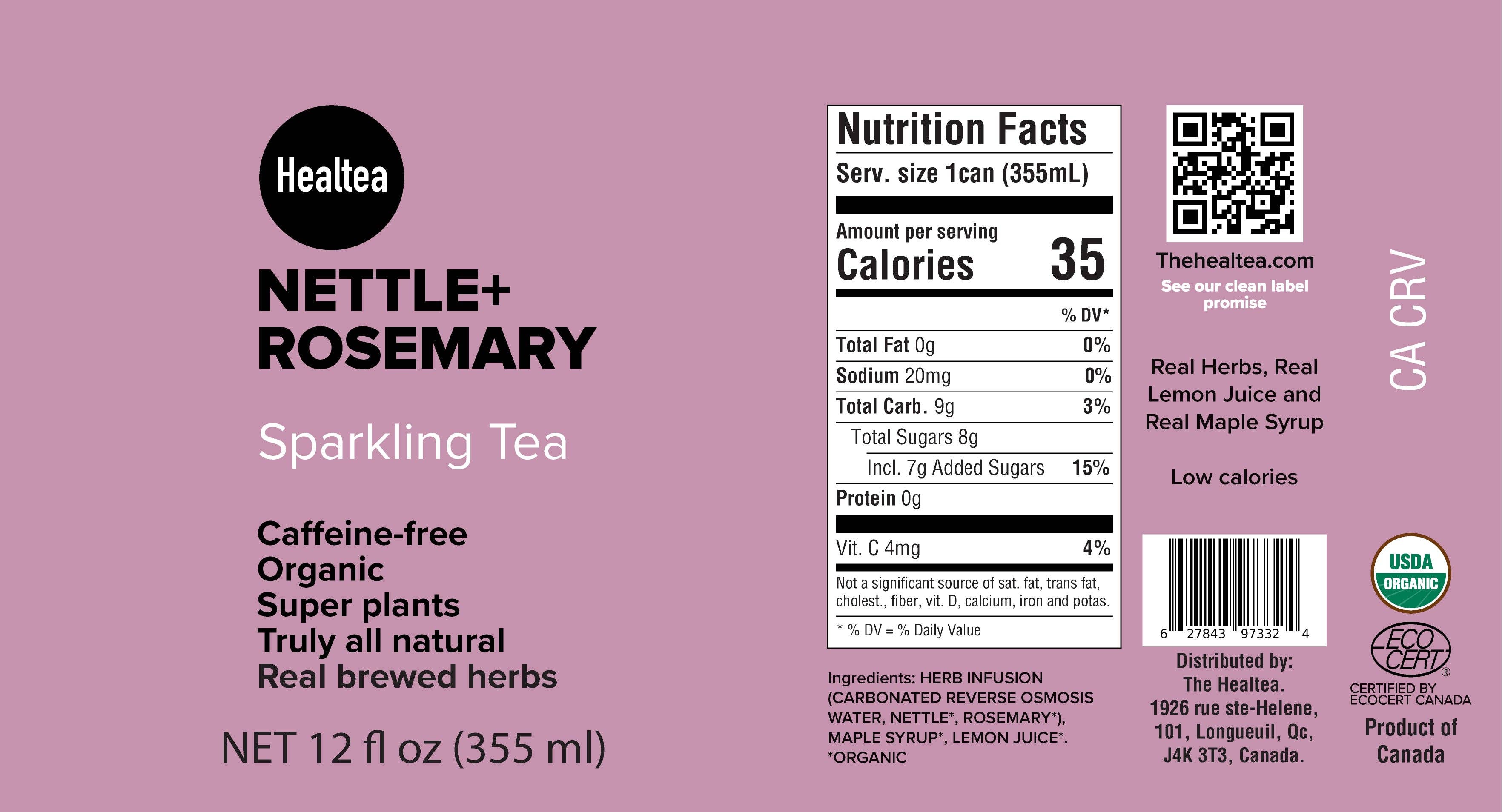 The Healtea - Wholesale Sparkling Water - Nettle + Rosemary Sparkling Tea1