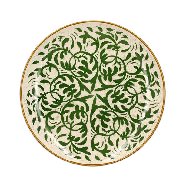 Novastyl – wholesale Dinner plate – HÉRACLÉE 27cm dinner plate in stoneware with green decor1