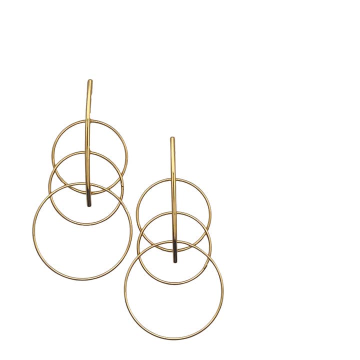 SE889 18K Gold Plated Triple Circles Earrings for wholesale by Sai Brazil