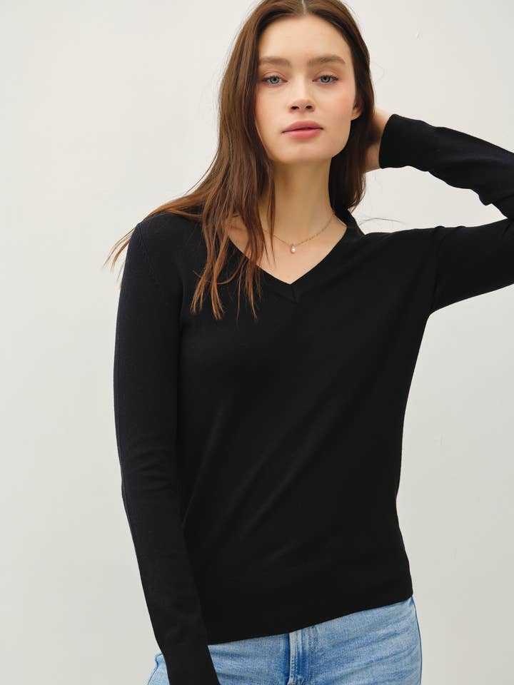 CLASSIC V-NECK SOLID SWEATER for wholesale by Be Cool