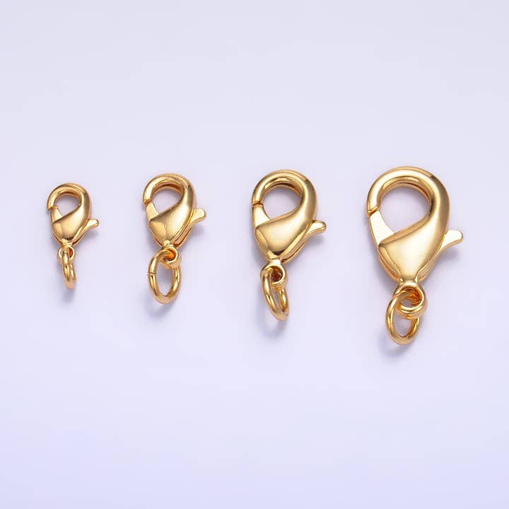 Aim Eternal - Wholesale Craft Supplies - 24K Gold Filled 12mm, 10mm, 15mm, 8mm Lobster Claw Clasps Closure Findings | Z1068 - Z10715