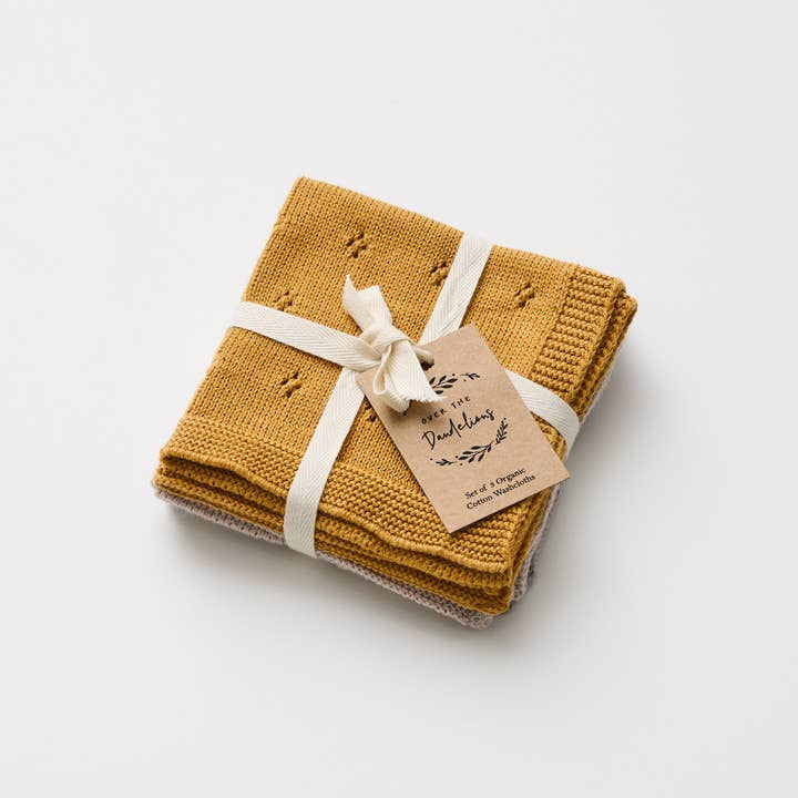 Over the Dandelions - Wholesale Wash cloth – Child & baby - Organic Cotton Wash Cloth Set Sun/Oat