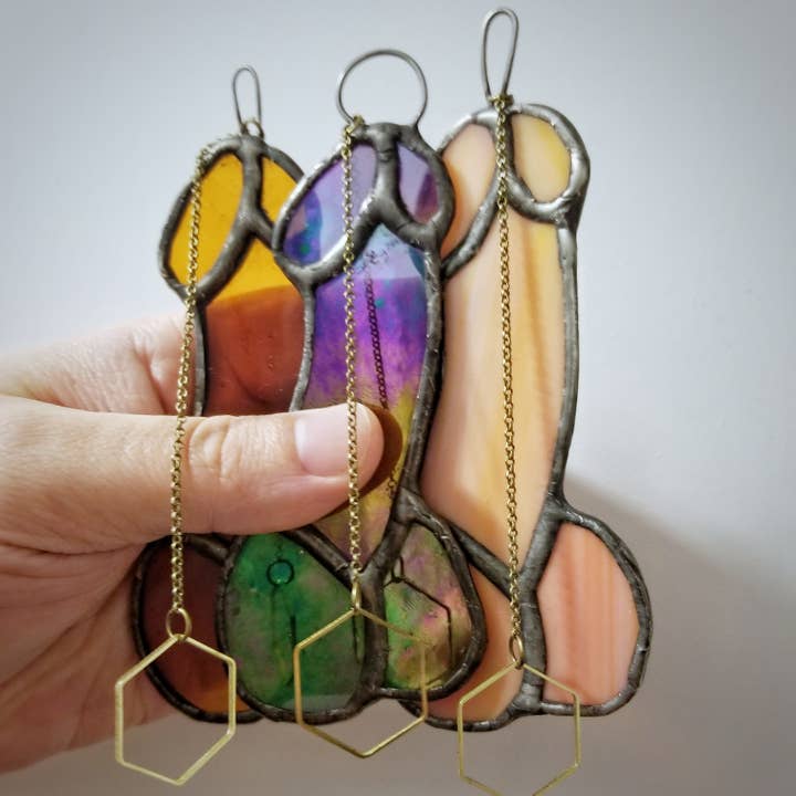 Lost & Found Design - Wholesale Suncatcher - Stained glass - penis - choose your color2