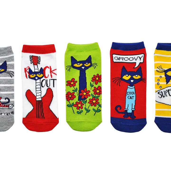 Everything Legwear - Wholesale Socks - Women's - Pete the Cat 5 Pair Pack Lowcut Socks0