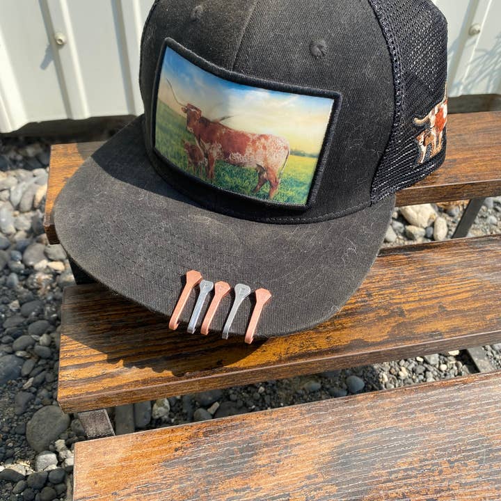 AB Tack Design - Wholesale Hat Accessory - Women's - Horseshoe Nail Hat Clips Silver Color3