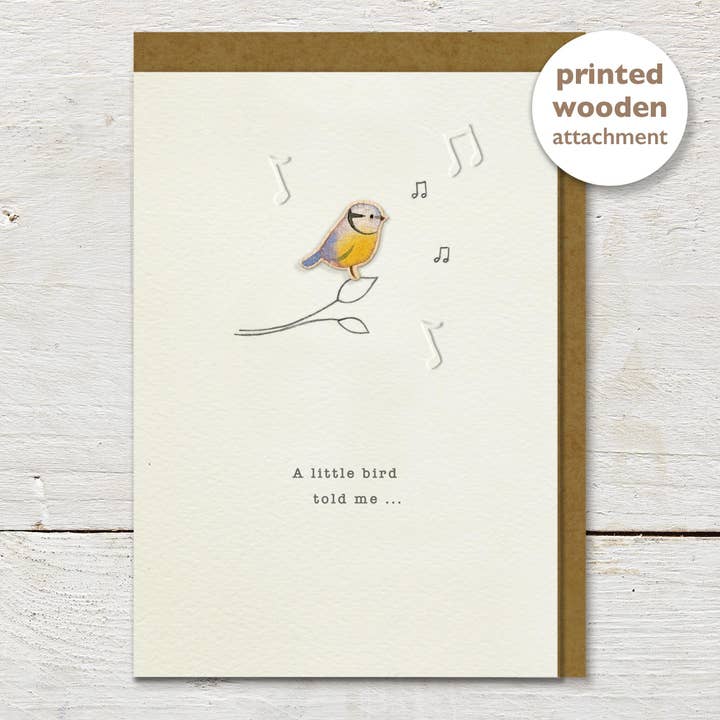 DOODLEWOOD BLUETIT BLANK GREETING CARD for wholesale by Ginger Betty Ltd