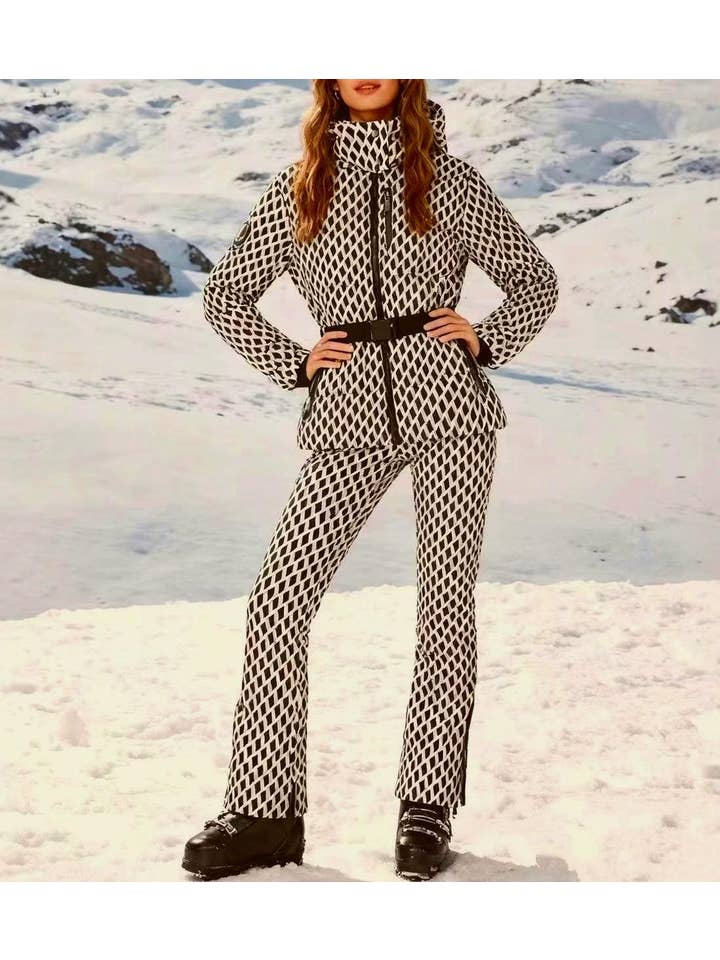 Rosa Clothing - Wholesale Coat - Women's - Printed belt hooded ski padded quilted jacket coat18