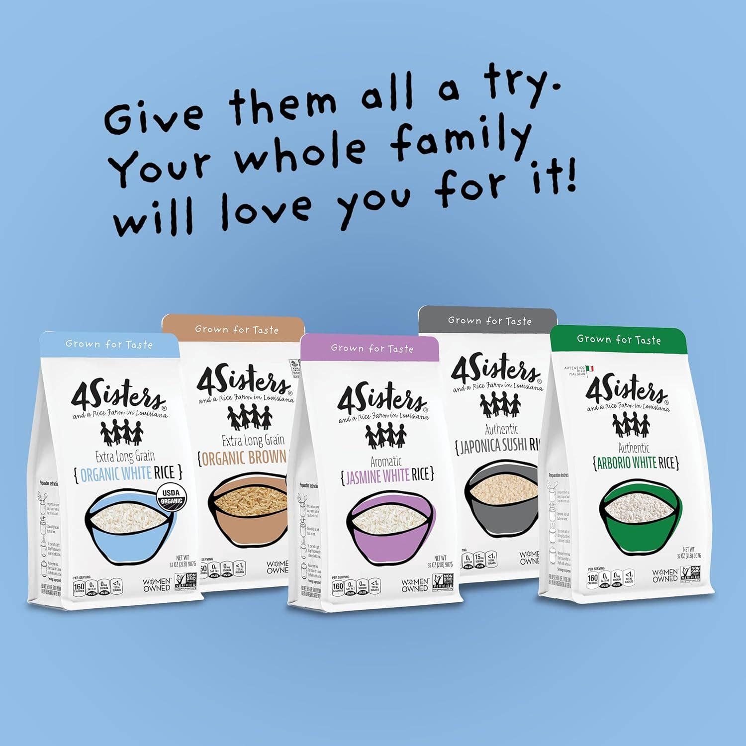 4Sisters - Wholesale Rice - 4Sisters Organic Long Grain White Rice - 2lb8