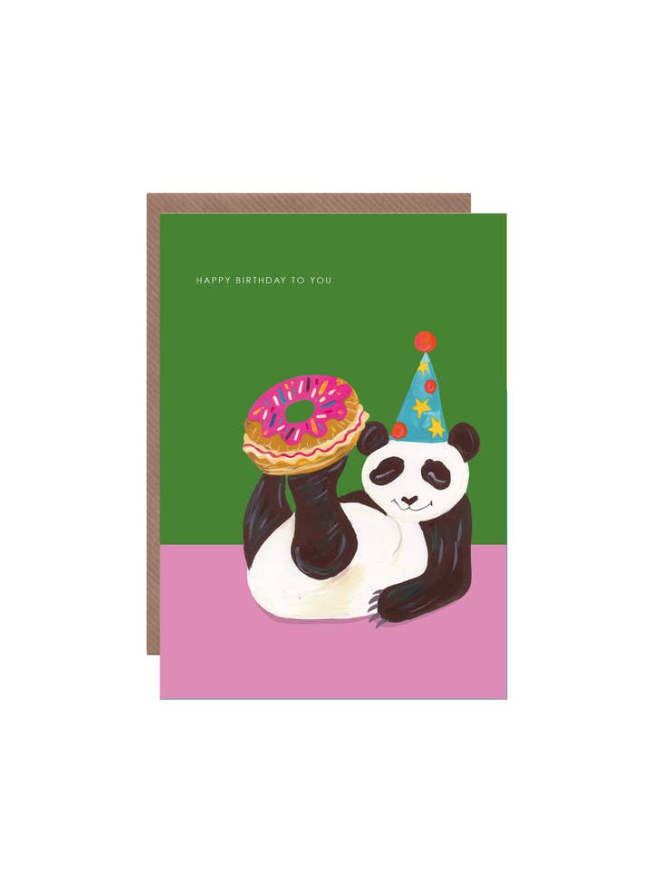 Tarjeta de felicitación de cumpleaños «Panda and Donut» para venta al por mayor de Hutch Cassidy