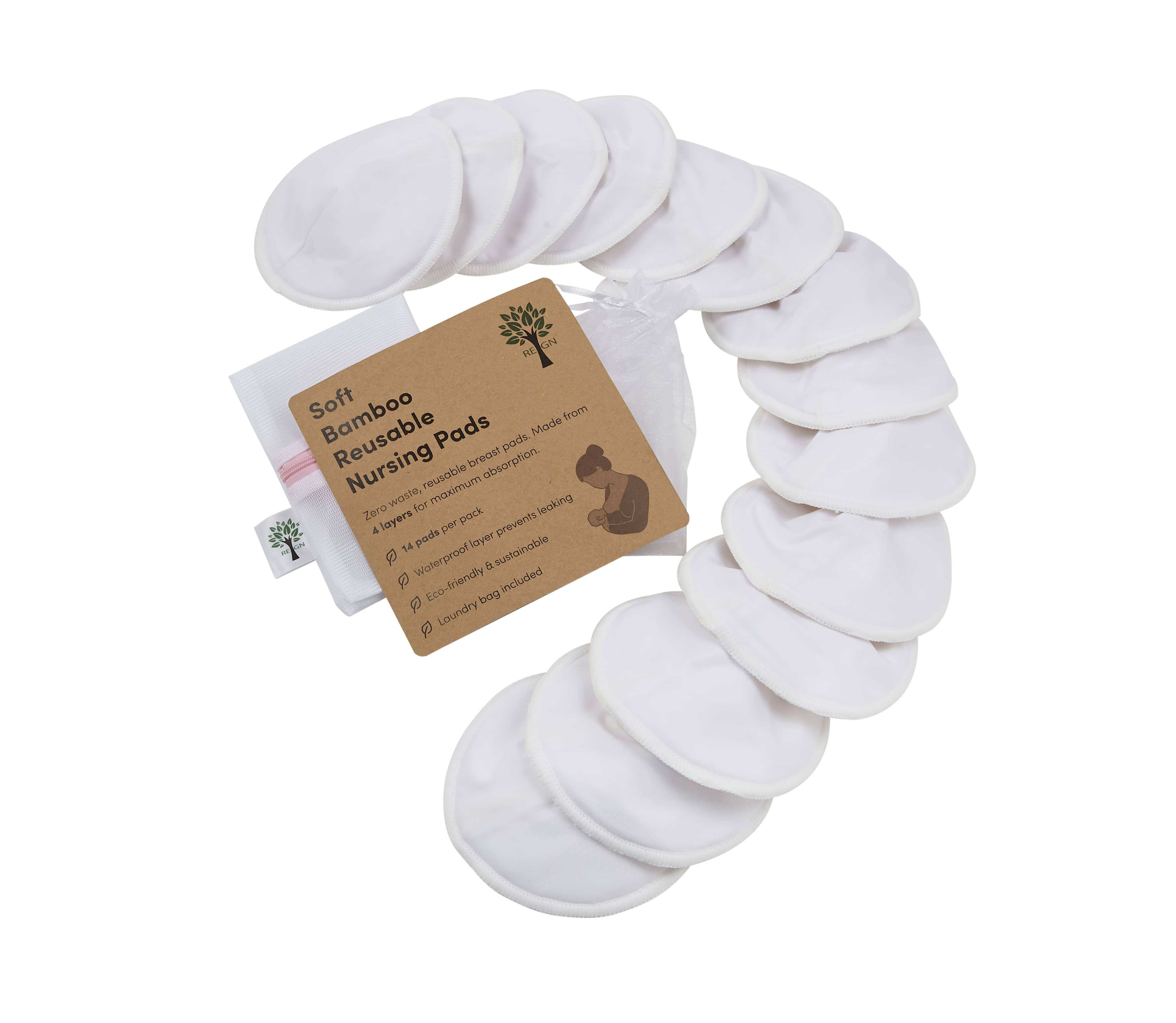 Re:gn - Wholesale Nursing Pillow/Pad - Maternity - Reusable Bamboo Breast Pads - 3 Sizes Available3