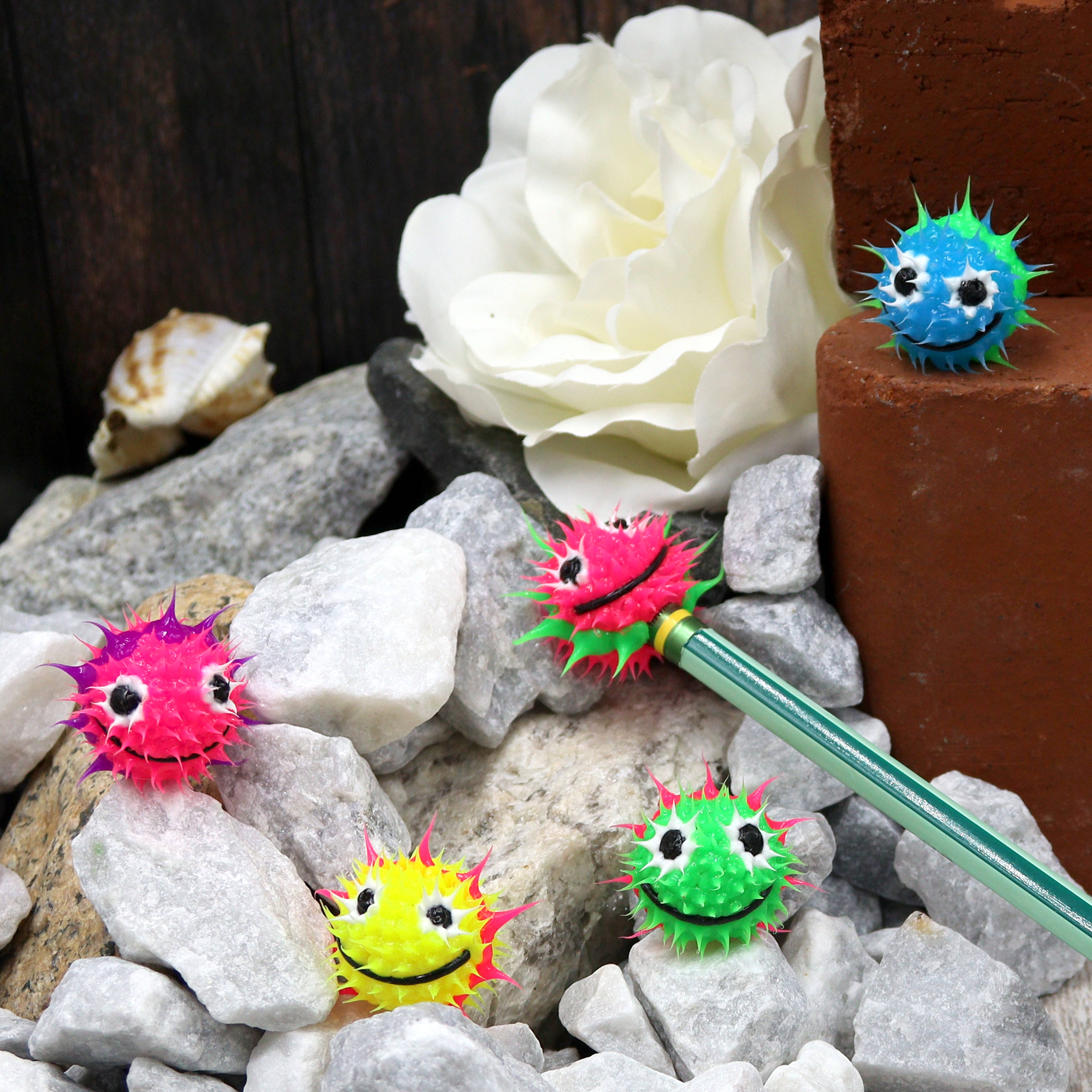 Natalia - Wholesale Pencil Topper - Kids - Spiky Silicone Sensory Fidget Pencil Toppers- SET 126