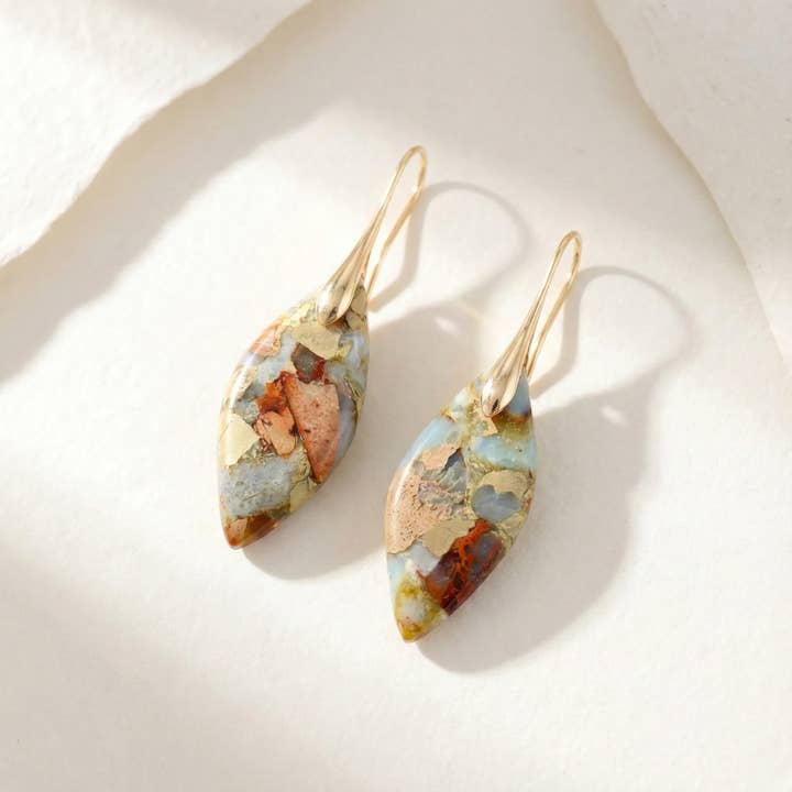 Terra Hues Leaves Jasper Earrings for wholesale by Cape Diablo