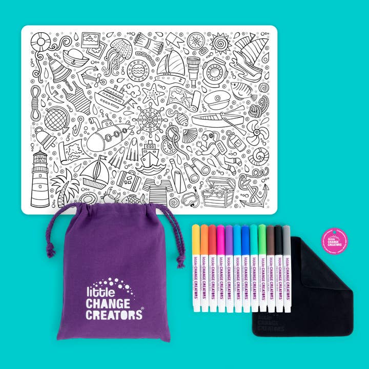 Little Change Creators - Wholesale Colouring mat – Child & baby - SEASIDE | Eco-Friendly Kid's Wipeable Colouring Set4
