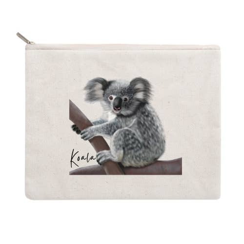 AGCZP1008: Koala Cotton Zipper Pouch for wholesale by Australiana Gifts Co