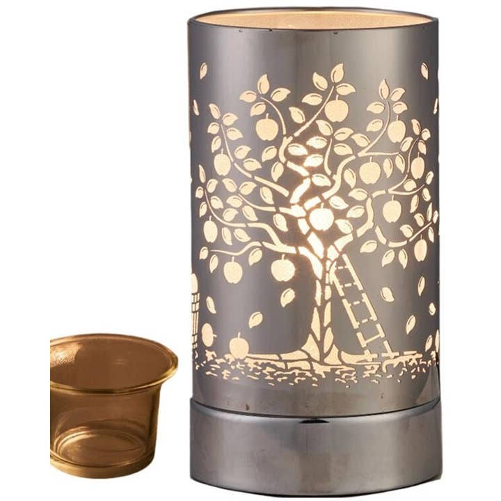 7" Touch Lamp/Oil Burner/Wax Warmer - Silver Apple Tree for wholesale by Peterson Houseware & Artwares US