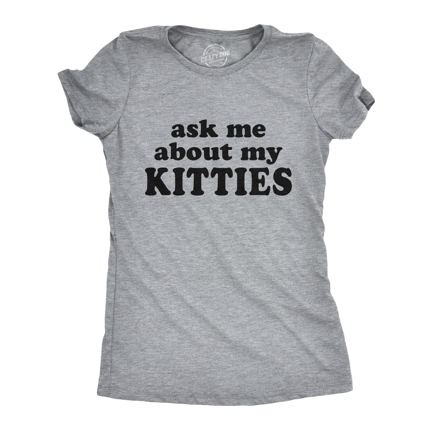 Light Heather Grey Ask Me About My Kitties Women's Tshirt Flip Graphic Tee for wholesale on Faire0