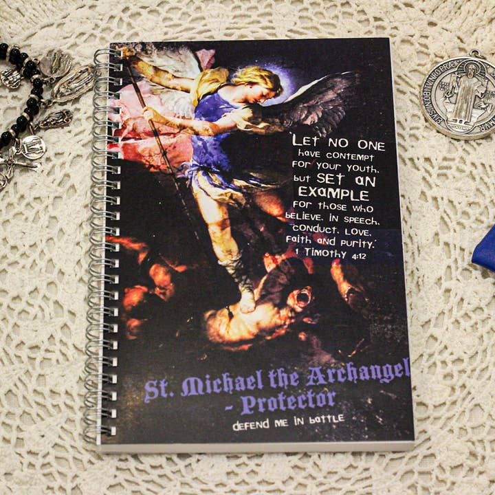 Teen Chastity Boy: St. Michael the Archangel Writing Journal for wholesale by The Retro - a Full of Grace USA Company