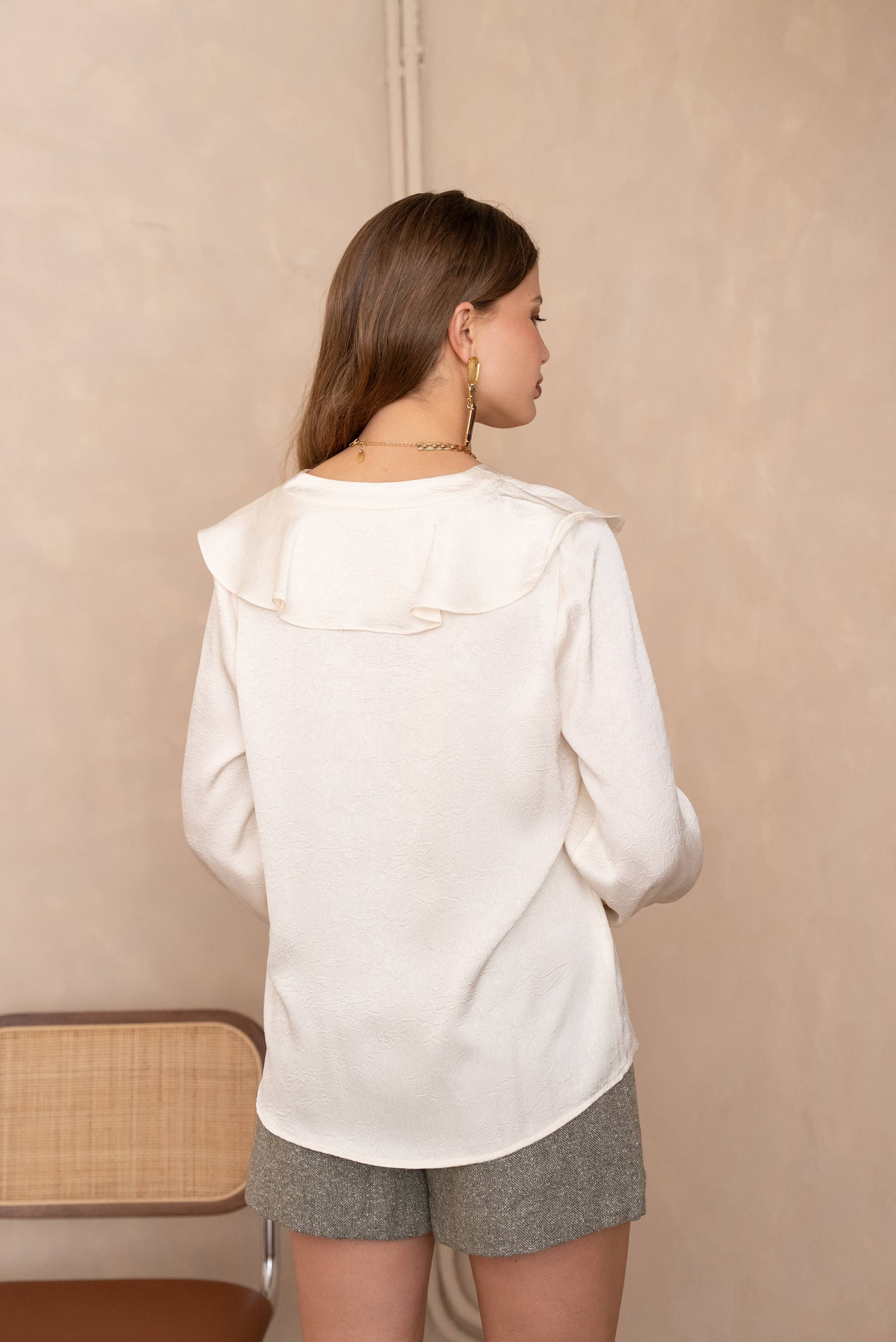 LULUMARY - Wholesale Button Down Shirt - Women's - Ruffled blouse CH3569