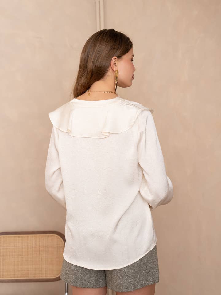 LULUMARY - Wholesale Button Down Shirt - Women's - Ruffled blouse CH3569