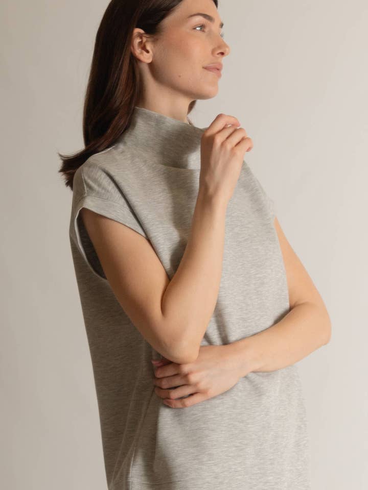 P. CILL - Wholesale Knit Top - Women's - P. CILL Butter Modal Mock Neck Capped Sleeve Top8