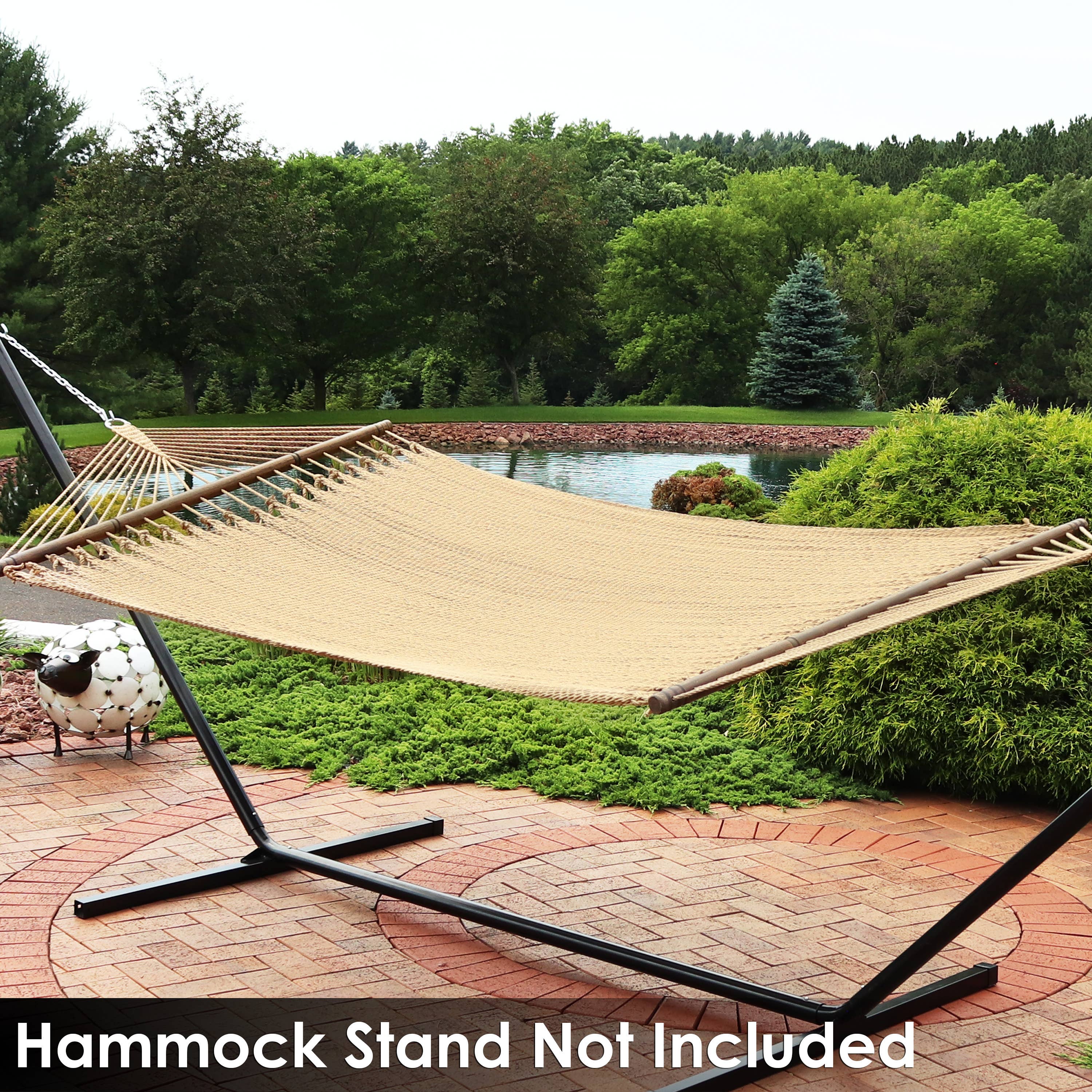 Sunnydaze Decor - Wholesale Hammock - 2-Person Polyester Rope Hammock with Spreader Bars - Tan8